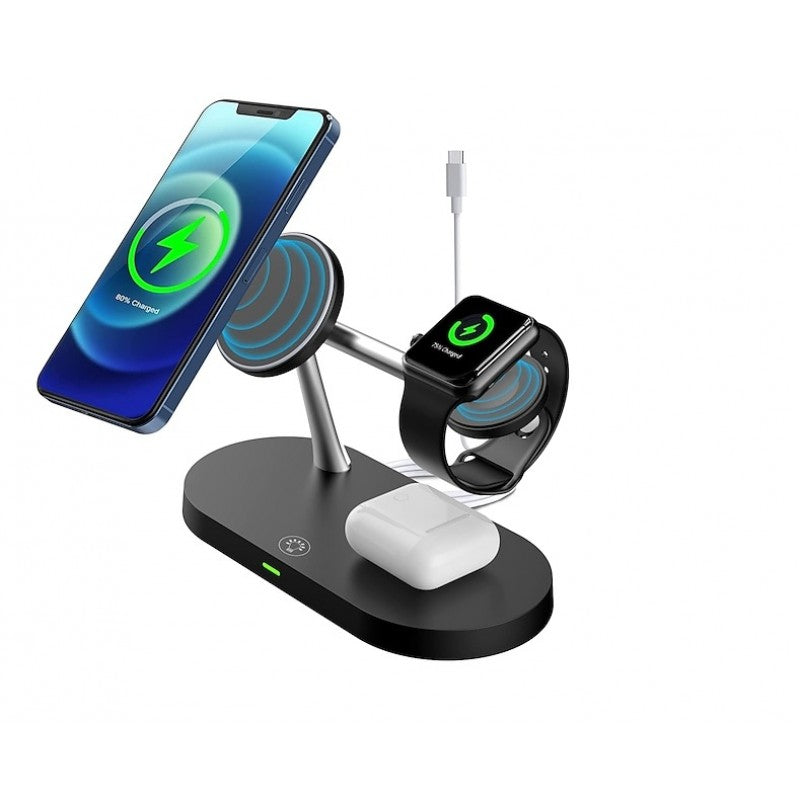 Pbuddy Original 5 In 1 Magnetic Wireless Charger Stand, 15W Qi Fast Charging Dock Station Holder LED Night Light Compatible With Magsafe IPhone 14/13/12 Pro Max Mini, IWatch SE/8/7/6/5/4/3/2, AirPods 3/2/Pro Pbuddy Original 5 In 1 Magnetic Wireless Charger Stand, 15W Qi Fast Charging Dock Station Holder LED Night Light Compatible With Magsafe IPhone 14/13/12 Pro Max Mini, IWatch SE/8/7/6/5/4/3/2, AirPods 3/2/Pro